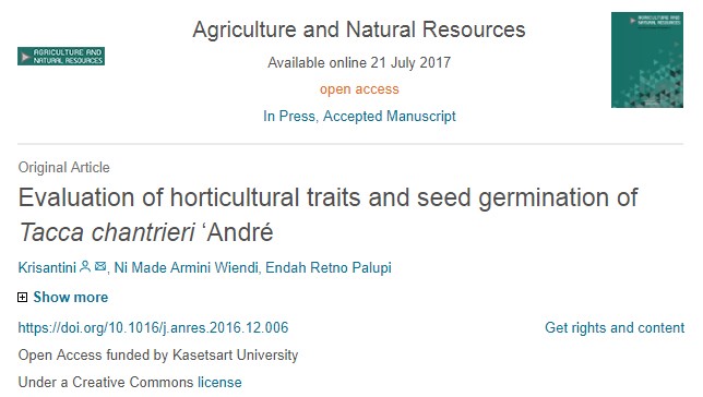 Publikasi Terbaru Staf Dosen Departemen AGH Terbit Online di Agriculture and Natural Resources