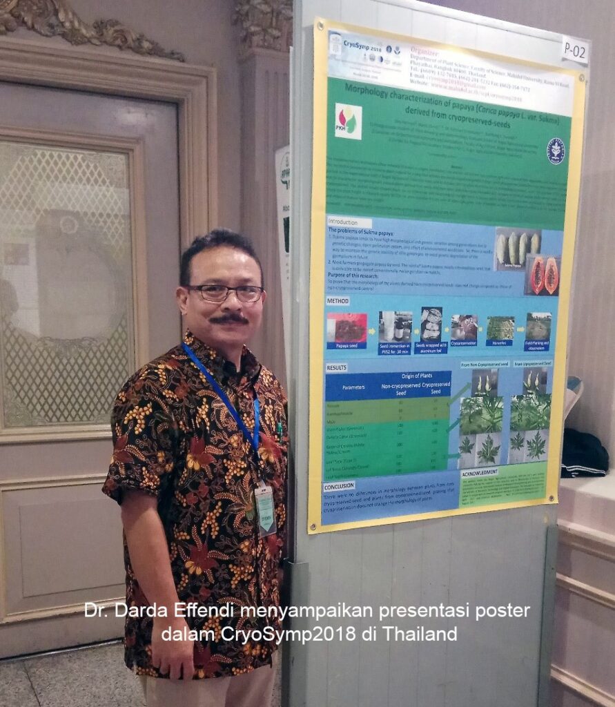 Darda Effendi Presentasi Oral dan Poster Pada The Third International Symposium on Plant Cryopreservation di Bangkok, Thailand