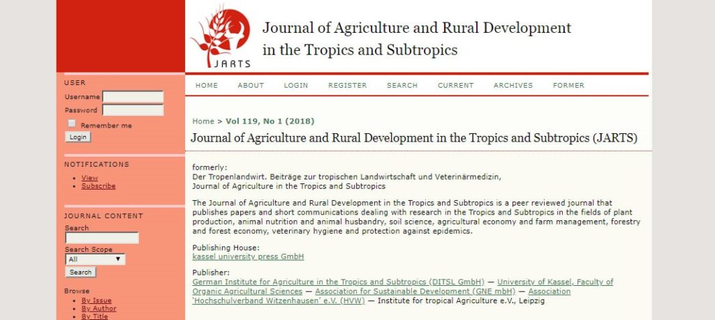 Satu Publikasi Staf Dosen AGH Terbit di Journal of Agriculture and Rural Development in the Tropics and Subtropics, volume 119 No. 1 tahun 2018