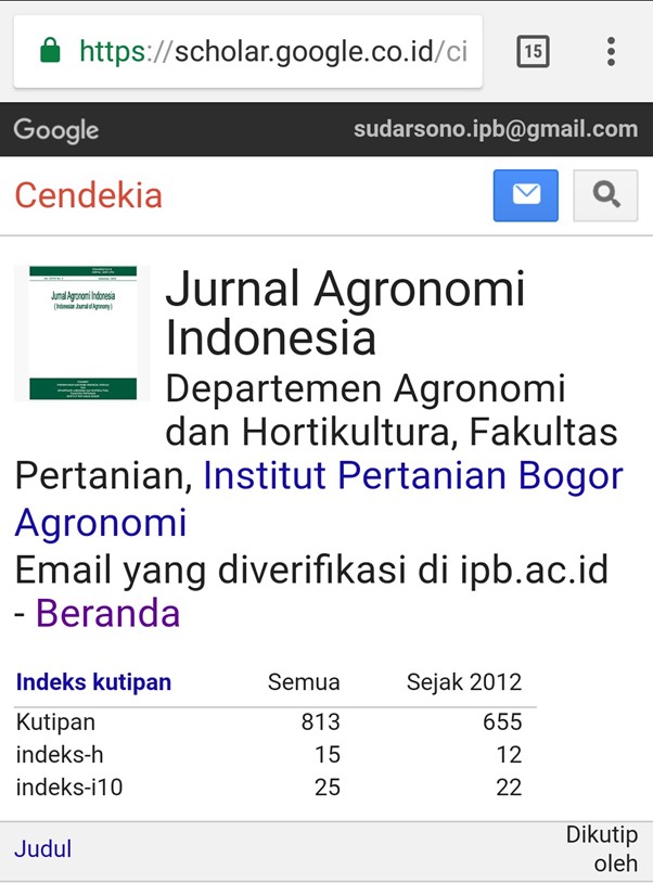 Jurnal Agronomi Indonesia (JAI) Capai GSC H-Index 15